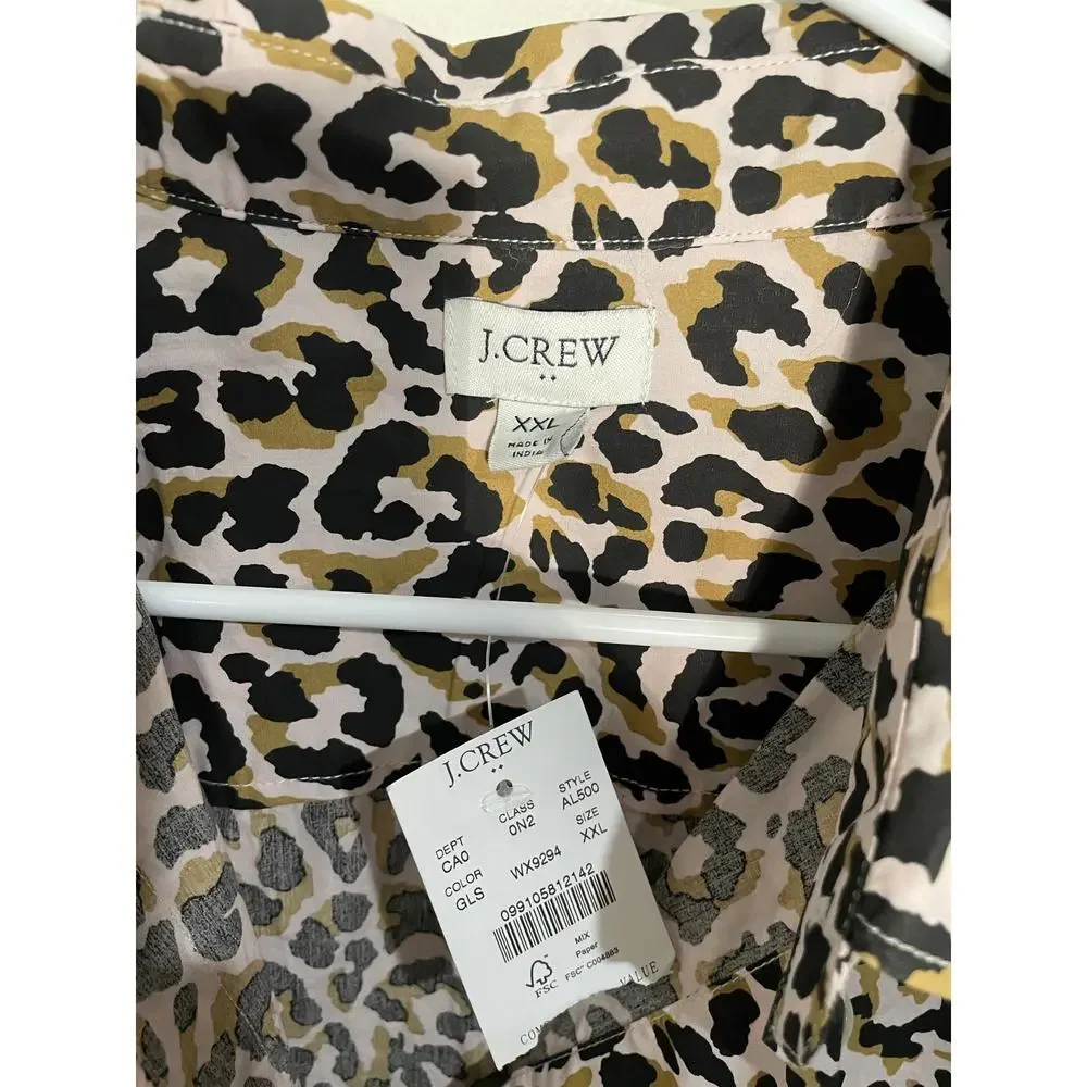 NWT J. Crew Factory Leopard Button-up Cotton Poplin Shirt‎ in Signature Fit